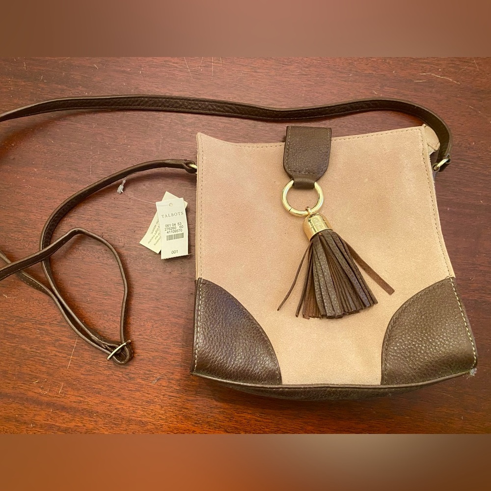 Talbot’s pocketbook - Beige suede and Brown Leather